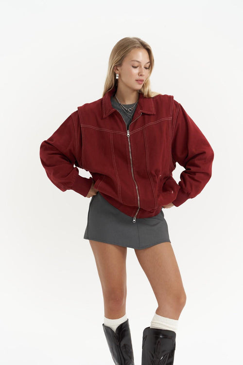 Neus Claret Oversize Jean Jacket